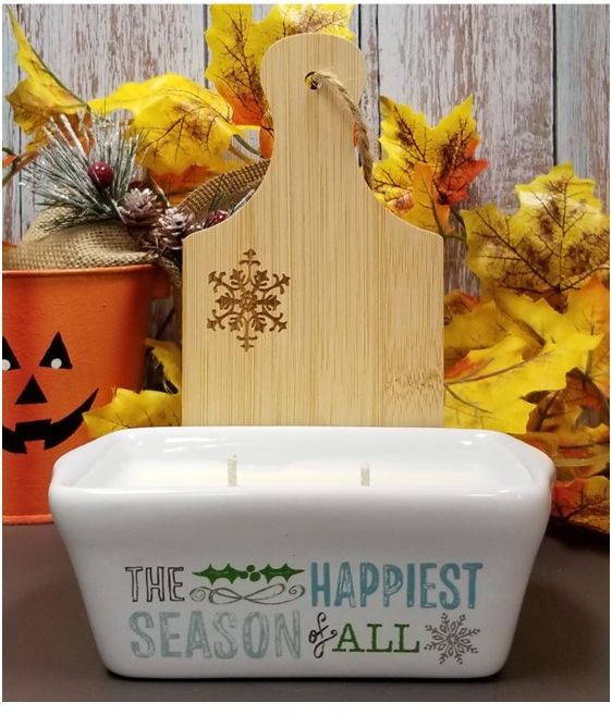 Holiday Mini Loaf Pan and Cutting Board with Christmas Cake  Scent