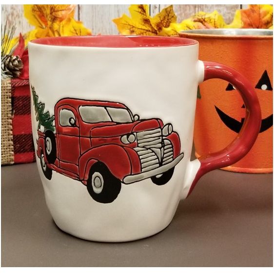 Red Truck Mug with Christmas in the Woods Scent